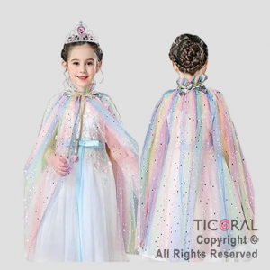 CAPA ARCO IRIS MULTICOLOR CON ESTRELLAS ORO x 1